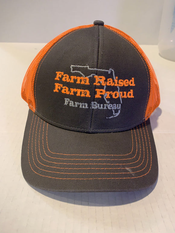 Black Orange Farm Raised Farm Proud Farm Bureau Snapback Ball Hat Cap