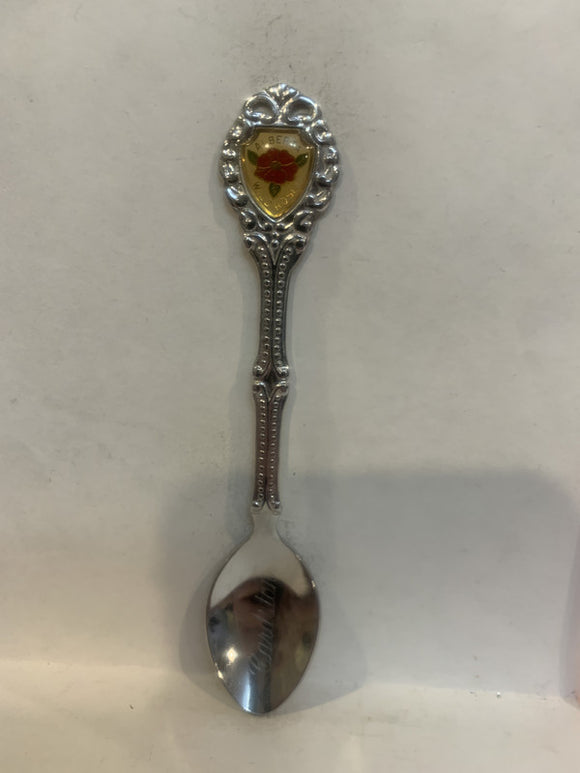 Cardston Alberta Wild Rose Souvenir Spoon