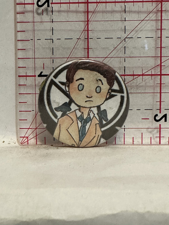 Castiel Cartoon Supernatural Character Button Pinback