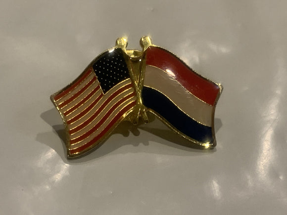 USA Netherlands Friendship Flag Lapel Hat Pin EB