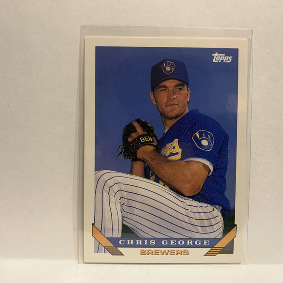 #744 Chris George Milwaukee Brewers 1993 Topps Baseball Card IS