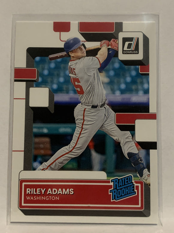 #75 Riley Adams Rated Rookie Washington Nationals 2022 Donruss Baseball Card MLB