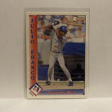 #310 Julio Franco Texas Rangers 1993 Pacific Baseball Card IT