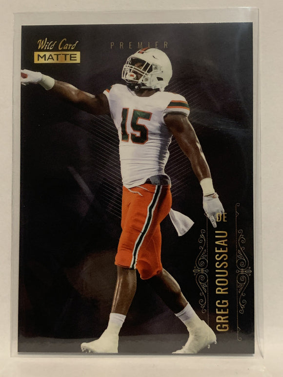 #MBC-19 Greg Rousseau Rookie Miami   2021 Wild Card Matte Football Card NHL