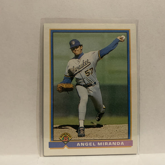 #53 Angel Miranda Milwaukee Brewers 1991 Bowman Baseball Card IT
