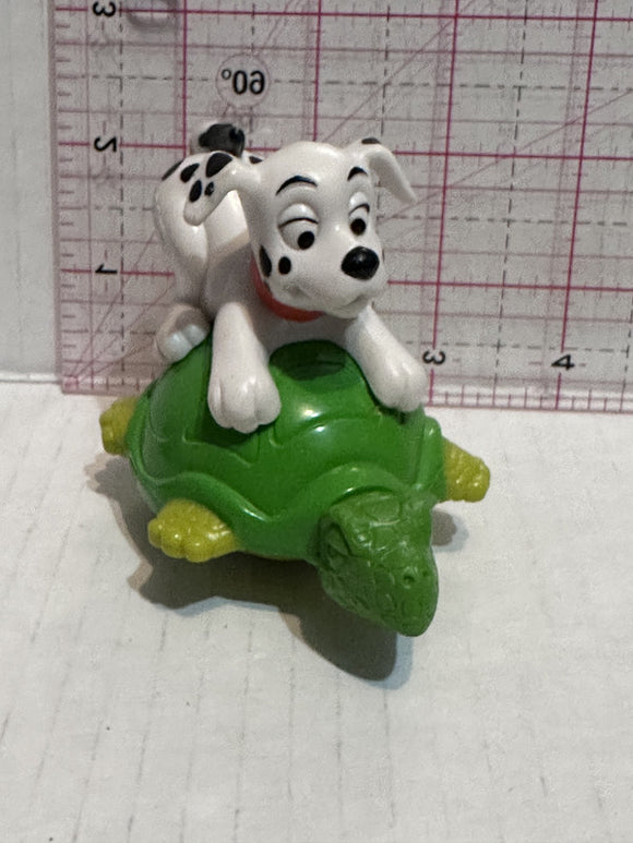 Puppy Riding a Green Turtle 101 Dalmation Disney Mcdonalds Toy Character