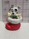 Puppy Sitting in a Red Christmas Stocking with a Bone 101 Dalmation Disney Mcdonalds Toy Character