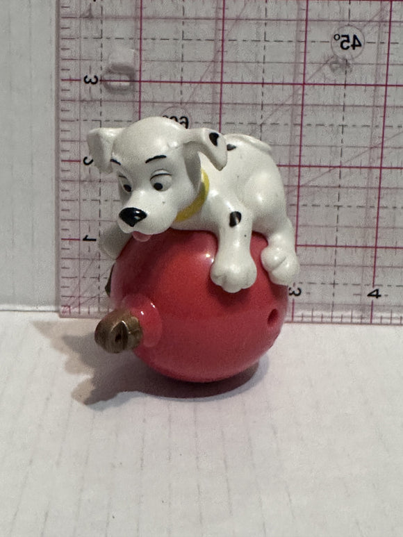 Puppy Riding a Red Christmas Ornament Green Tree 101 Dalmation Disney Mcdonalds Toy Character