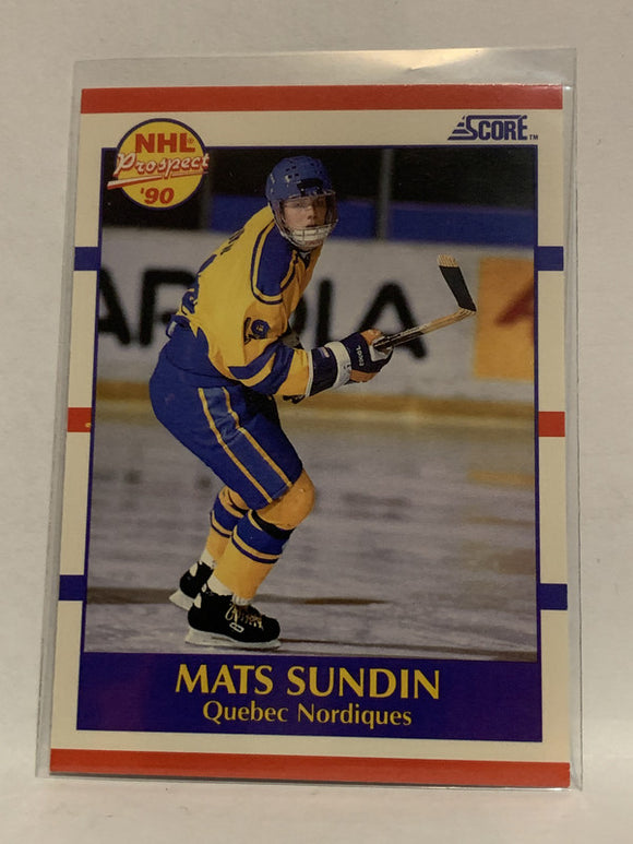 #398 Mats Sundin Rookie Quebec Nordiques 1990-91 Score Hockey Card  NHL
