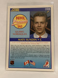 #398 Mats Sundin Rookie Quebec Nordiques 1990-91 Score Hockey Card  NHL