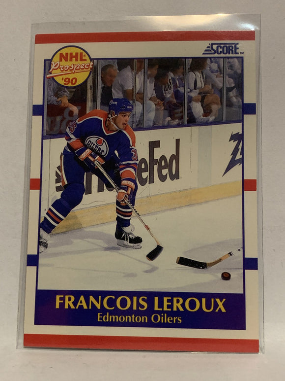 #393 Francois Leroux Rookie Edmonton Oilers 1990-91 Score Hockey Card  NHL