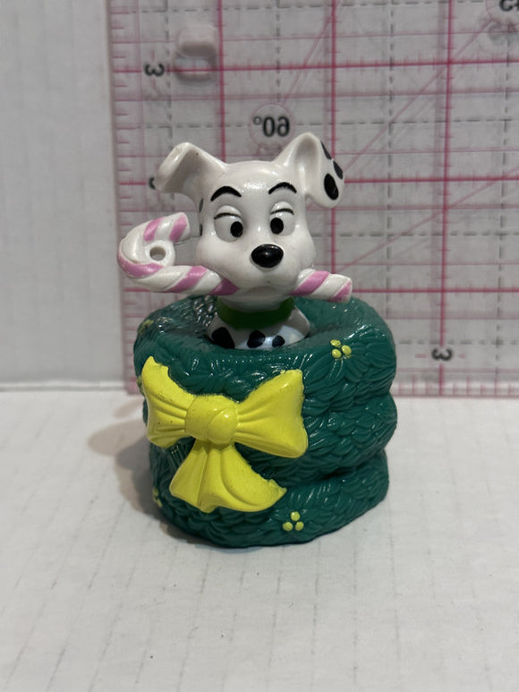 Puppy Pink Candy Cane Green Christmas Wreath 101 Dalmation Disney Mcdonalds Toy Character