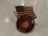 United States Marine Corps Log USA Flag Lapel Hat Pin EF