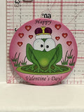 Frog Prince Happy Valetine's Day Button Pinback