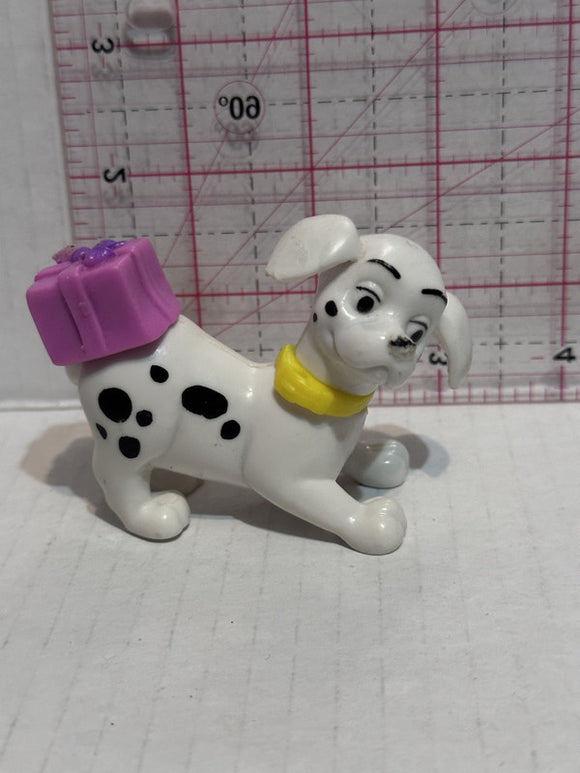 Puppy Playing with a Pink Present on Back 101 Dalmation Disney Mcdonalds Toy Character