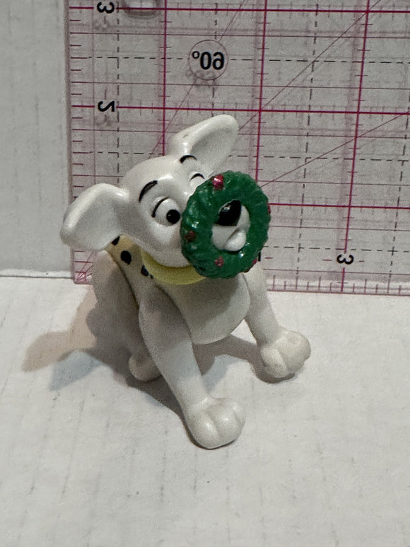 Puppy Playing with a Christmas Wreath on Nose 101 Dalmation Disney Mcdonalds Toy Character