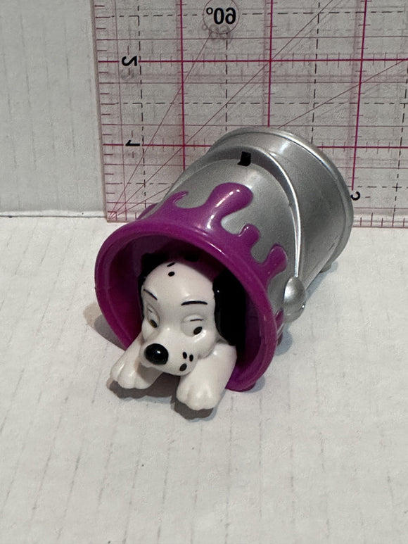 Puppy Popping out of Purple Paint Can 101 Dalmation Disney Mcdonalds Toy Character