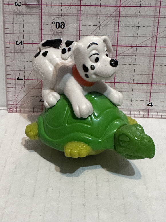 Puppy Riding a Green Turtle 101 Dalmation Disney Mcdonalds Toy Character