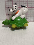 Puppy Riding a Green Turtle 101 Dalmation Disney Mcdonalds Toy Character