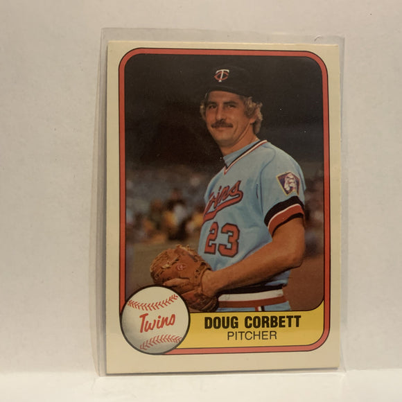 #555 Doug Corbett Minnesota Twins 1981 Fleer Baseball Card IX
