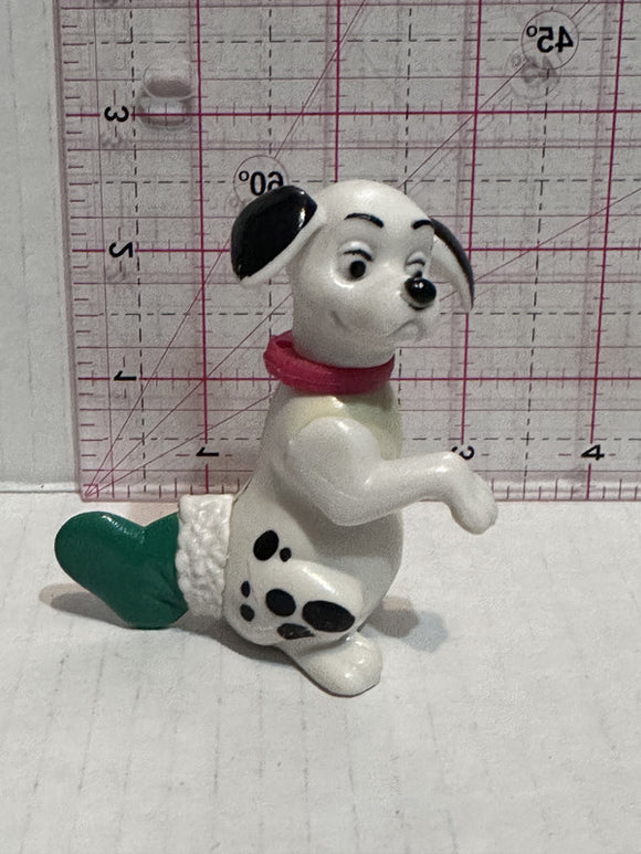 Puppy Wearing a Green Christmas Stocking on Tail 101 Dalmation Disney Mcdonalds Toy Character