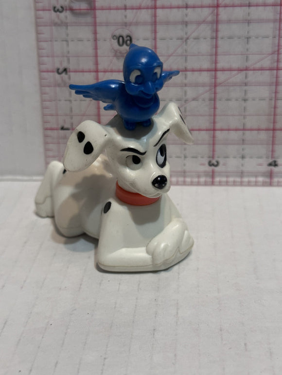 Puppy Laying Down with a Blue Bird on Head 101 Dalmation Disney Mcdonalds Toy Character