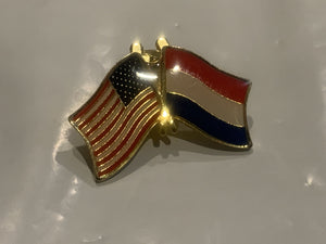 USA Netherlands Friendship Flag Lapel Hat Pin EF
