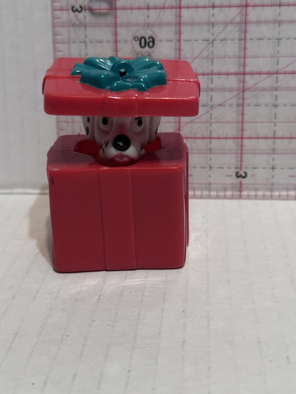 Puppy Popping out of a Red Present 101 Dalmation Disney Mcdonalds Toy Character
