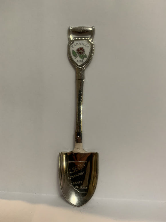 Eckville Alberta Shovel Wild Rose Souvenir Spoon