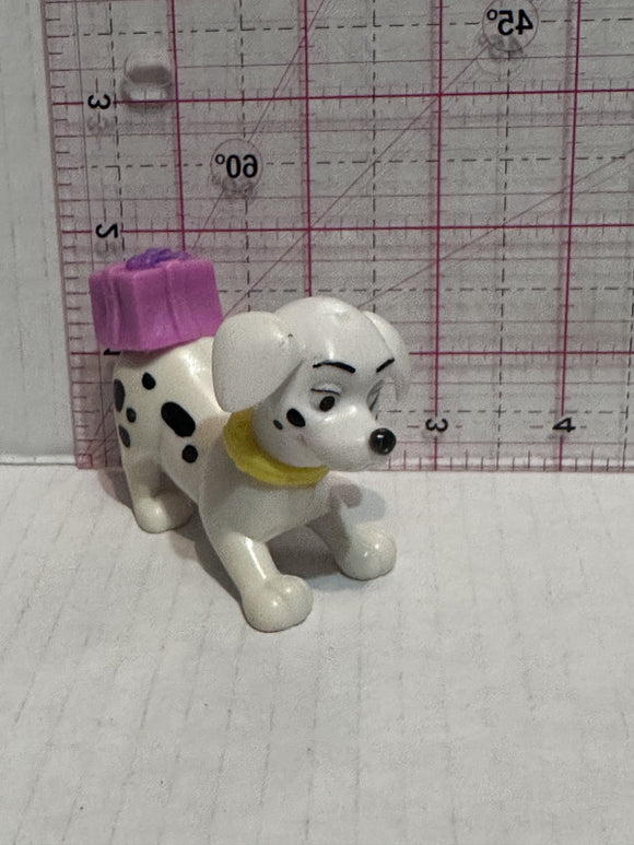 Puppy Playing with a Pink Christmas Present on Back 101 Dalmation Disney Mcdonalds Toy Character