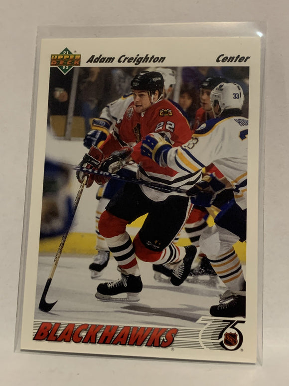 #254 Adam Creighton Chicago Blackhawks 1991-92 Upper Deck Hockey Card  NHL