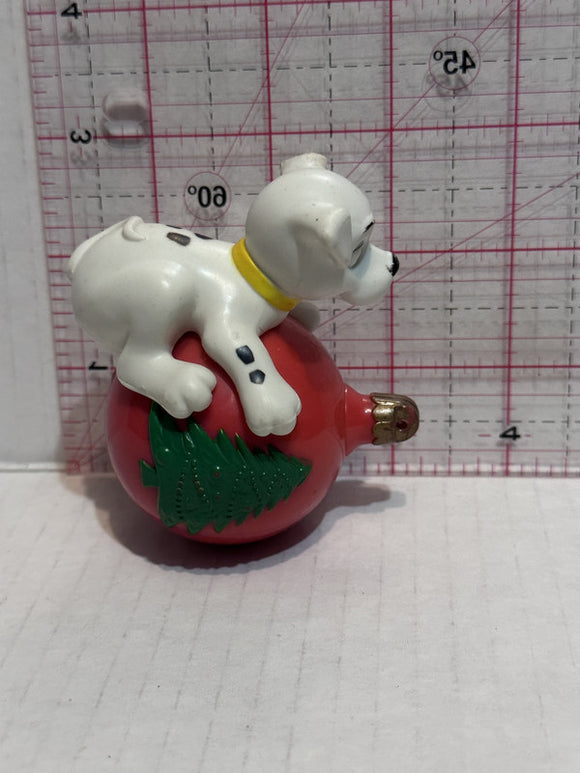 Puppy Playing on a Red Christmas Ornament Green Tree 101 Dalmation Disney Mcdonalds Toy Character