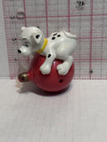 Puppy Playing on a Red Christmas Ornament Green Tree 101 Dalmation Disney Mcdonalds Toy Character