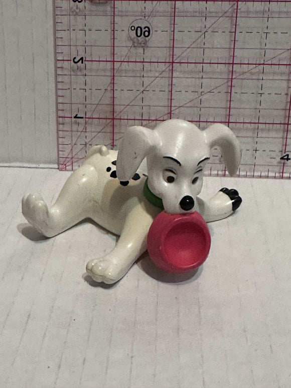 Puppy Playing with a Red Water Food Bowl 101 Dalmation Disney Mcdonalds Toy Character