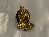 Golden Praying Hands Lapel Hat Pin BT