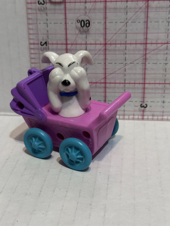 Puppy Holding Eyes Riding in a Baby Carriage Collar 101 Dalmation Disney Mcdonalds Toy Character