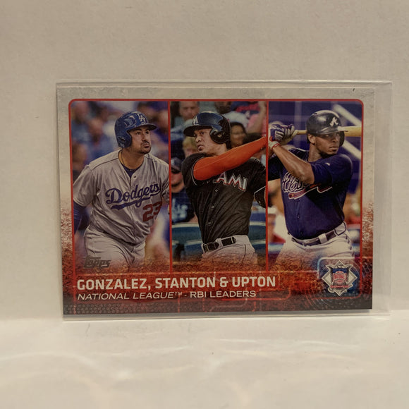 #349 Gonzalez Stanton Upton RBI Leaders  2015 Topps Series 1 Baseball Card I2