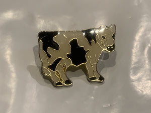 Black & White Dairy Cow Holstein Lapel Hat Pin EI