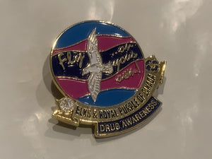 Drug Awareness Elks & Royal Purple of Canada Logo Lapel Hat Pin EI