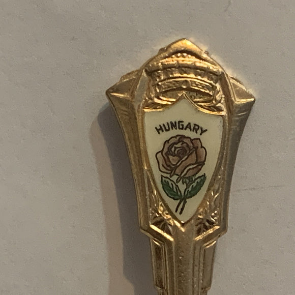 Budapest Hungary Rose Flower Painted Bowl Collectable Souvenir Spoon AB