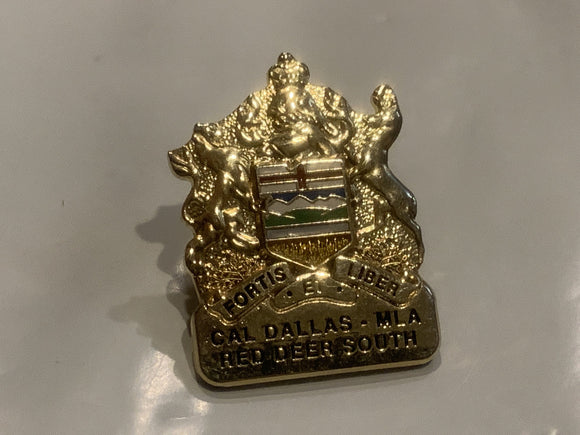 Cal Dallas MLA Red Deer South Alberta Coat of Arms Lapel Hat Pin EL