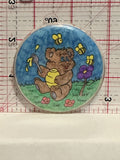 Baby Bear eating Honey Drawing Button Pinback