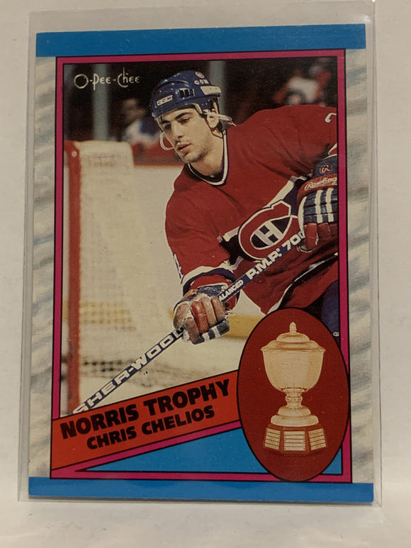 #323 Chris Chelios Norris Trophy Montreal Canadiens 1989-90 O-Pee-Chee Hockey Card  NHL