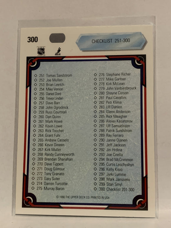 #300 Checklist  1990-91 Upper Deck Hockey Card  NHL