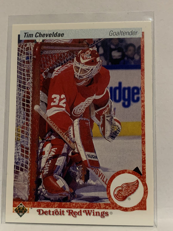 #393 Tim Cheveldae Detroit Red Wings 1990-91 Upper Deck Hockey Card  NHL