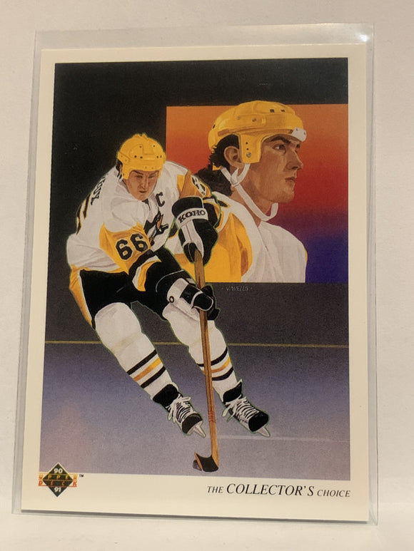 #305 Mario Lemieux Checklist Pittsburgh Penguins 1990-91 Upper Deck Hockey Card  NHL