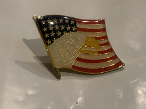 Eagle on USA American Flag Lapel Hat Pin EM