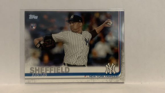 #306 Justus Sheffield Rookie New York Yankees 2019 Topps Series 1 Baseball Card