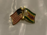 USA American Zimbabwe Friendship Flags Lapel Hat Pin BZ