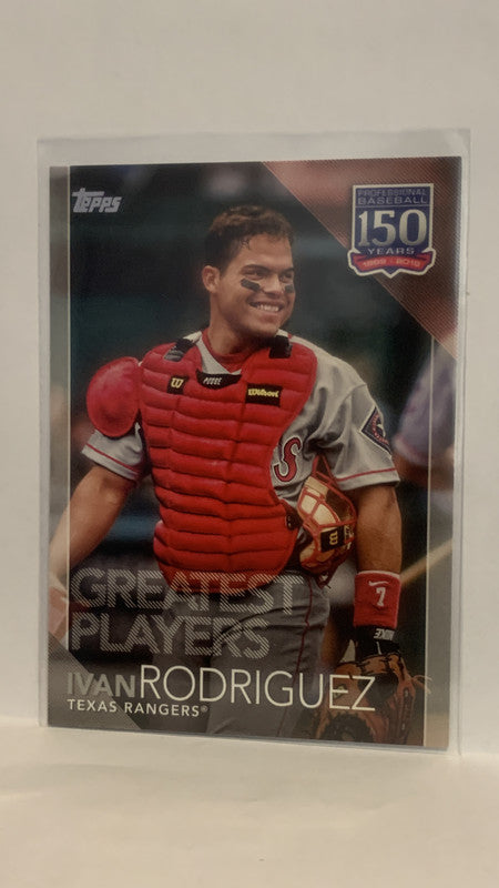 #150-60 Ivan Rodriguez Greatest Players Texas Rangers 2019 Topps Series 1 Baseball Card
